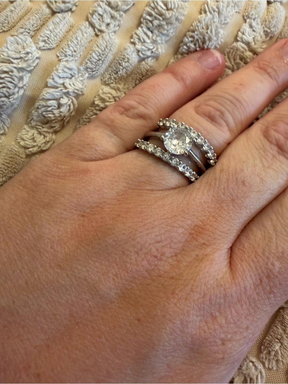 Silver-Tone Clear CZ Bridal Ring Set